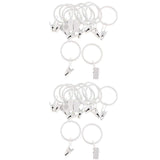 TRENDYNEST 24 Pieces Metal Curtains Drapery Rings Hook with Clips White Porcelain