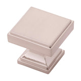 Belwith-Keeler B077460-SN Brownstone Collection Knob 1-3/8 Inch Square Satin Nickel Finish