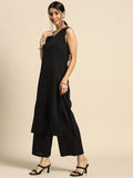 Gosriki Women'S Cotton Blend Straight Solid Kurta With Palazzo & Dupatta (Manjiri Black-Gs_L_Black_Large),Black,,B0D4J6S1XF
