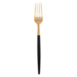 Restaurantware-Moderna 7.5 Inch Fancy Flatware, 50 Durable Plastic Flatware - With Black Handle For Grip, Heavy-duty, Gold Plast