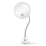 Flexible Gooseneck Makeup Mirror - 10X Magnifying, 360 Swivel, Adjustable Suction Cup - Stick On Table or Wall for Vanity and Ba