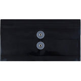 JAM PAPER Plastic Envelopes with Button & String Tie Closure - #10 Business Booklet - 5 1/4 x 10 - Black - 12/Pack
