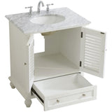 Elegant Decor Rhodes 30 Single Marble Top Bathroom Vanity In Antique White