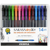 Zebra Sarasa Retractable Gel Pen Quick Dry Ink 12 Pack Fashion Assorted
