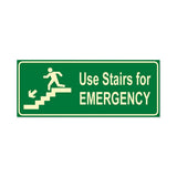 Canvas Bubble Use Stairs for Emergency Sign Board 10x4 Inch | Unbreakable ACP Sheet | Fire Escape Routes | Night Glow Sign Boa