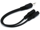 Stereo Plug/Two Stereo Jack Cable 6In