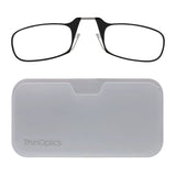 ThinOptics Reading Glasses + White Universal Pod Case | Black Frames, 2.00 Strength Readers Black Frames / White Case, 44 mm