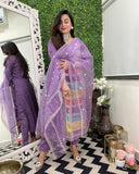 Anni Designer Women'S Rayon Viscose Straight Embroidered Kurta With Pant & Dupatta (Art Purple_L_Purple_Large),Purple,L,,,