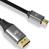 CABLEDECONN 2M 6.6FT Mini DP to DisplayPort Cable 8K(7680x4320)@60Hz 4K@144Hz Display Port 1.4 Bi-Directional Transmission DP to