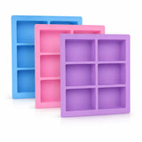 3 Pack Rectangle Silicone Soap Molds, 18 Cavities Total, 6 Cavity Soap Making Mold for Melt and Pour Soap, Homemade Soap Bars, P