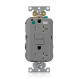 Leviton GFWT2HGG 20A125V ExtraHeavy Duty Hospital Grade Tamper/WeatherResistant Duplex SelfTest GFCI Receptacle, Gray, 20A