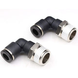 CEKER 5/32 Elbow Male Push Fittings, 90 Degree, 2 Pack, Plastic & Stainless Steel, 1/8 NPT, Quick Connect, Pneumatic Elbow Fitti
