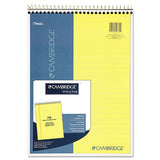 Cambridge 59880 Stiff Back Wire Bound Notebook, Wide Rule, 8 1/2 x 11, Canary Paper, 70 Sheets