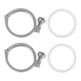 JMCOLMT Tri Clamp 3 Inch 2PCS Single Pin Heavy Duty with Wing Nut Stainless Steel 304 Sanitary Fitting with Ferrule TC 3 Silicon