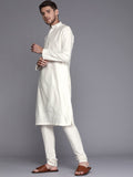 Manyavar Kurta Set For Men, Full Sleeves Mandarin Collar Ethnic Kurta Set For Engagement, Wedding, Party Solid (Off White, M)