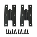QCAA Black Steel H-Hinge, for Cabinet Doors, Matte Black, 2 Pack, Made in Taiwan