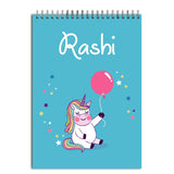 Funcart Customized Drawing File For Office/School Little Unicorn With Balloon Theme Personalized Name 100 Gsm Paper 7.5 *