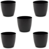 Hug A Plant | Valencia 11Cm Black Round Plastic Pots For Home & Garden (11Cm | 4.33 Inch, Pack Of 5, Black)