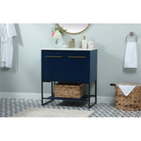 Elegant Decor Sloane 30 Mdf And Steel Single Bathroom Vanity In Blue