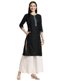 rangita Navy Rayon Knee Length Printed Straight Kurti for Women | Kurta for Women_3XL
