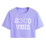 Toplot Text Printed Round Neck Crop Top For Women (Vibes-Crop-Top-5202-Purple-M),Purple,,B0DCTJTB9D