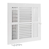 EZ-FLO 10 x 10 Inch (Duct Opening) Air Vent Cover for Wall or Ceiling, Four-Way Ventilation Register, Solid Steel HVAC Register