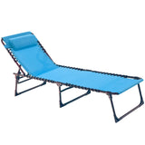 Foristrail Patio Lounge Chair Folding Chaise Bed - Heavy-Duty 400lb Capacity Portable Adjustable Recliner w/Pillow for Pool, Cam