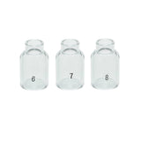 RIVERWELD TIG Glass Cups Clear Quartz Nozzle 53N60 6# 3/8 9.5mm, 53N61 7# 7/16 11.00mm, 53N61S 8# 1/2 12.5mm Assorted kit for SR