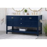 Elegant Decor Theo 60 Steel And Solid Wood Single Bathroom Vanity In Blue