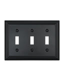 ZILLSEA Decorative Framed Design Switch Plates Outlet Covers, Duable Metal Wall Plates (Black/3 Toggle 1 Pack)