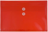 JAM PAPER Plastic Envelopes with Button & String Tie Closure - Letter Booklet - 9 3/4 x 13 - Red - 3/Pack