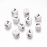 Beadthoven 100pcs Silicone Letter L Beads Bulk 12mm Cube Alphabet Silicone Focal Beads Loose White Rubber Assorted Letter Bead f