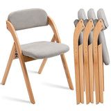 HOMEFUN Folding Chairs with Cushion Padded Foldable Chiars 4 Pack - Wooden Dining Fold Seat with Removable Cover Extra Chair for