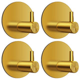 Hasthip 4Pcs Self Adhesive Wall Hooks, Golden Stainless Steel Utility Hooks, 0.5 Inch Round RustProof Waterproof Hooks For Bath
