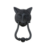Renovators Supply Manufacturing Door Knockers for Front Door 8.5 in. Black Cast Iron Fox Head Shaped Door Knocker with Mounting