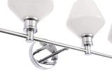 Living District Gene Industrial Mid-Century Modern 4 Light Entryway And Bathroom Wall Sconce In Chrome And Frosted White Glass
