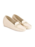 Shoetopia Smart Casual Buckle Detailed Cream Loafers For Girls-Eu39,Cream,6,B0D5HH7VPM