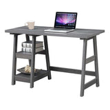 Convenience Concepts Designs2Go Trestle Desk with Shelves, 47, Charcoal Gray
