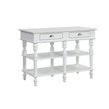 Benjara Kitchen Island with Artificial Marble Top and Turned Legs, White