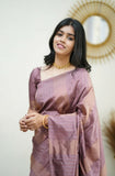 Shiv Textiles Womens Banarasi Silk Saree With Blouse Perfect For Every Occasion Copper Zari 9Light Pink