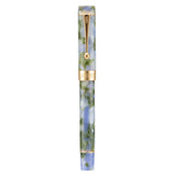 Jinhao 100 Fountain Pen Classic Style Blue Green Acrylic, Fine Point with Converter and Gold Trim Pen Case Set
