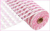 Poly Burlap Check Deco Mesh, 10 x 10 Yards (Cream, Pink)