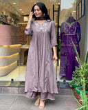 Gosriki Women'S Rayon Blend A-Line Embroidered Kurta With Pant & Dupatta (Sharmi Lavender-Gs_5Xl_Lavender_Xxxxx-Large),Lavender,5,B0DKXKDWCH