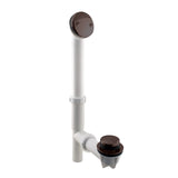 Westbrass 593244-12-12 14 x 1-1/2 White Tubular Bathtub Waste & Overflow Assembly with Tip-Toe Drain Plug and 2-Hole Faceplate,