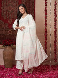 Anni Designer Women'S Rayon Viscose Printed Straight Kurta With Pant & Dupatta (Mirai White-Vks03_M_White_Medium),White,M,Rayon Blend,Classic,