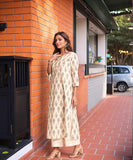 Anni Designer Women'S Rayon Viscose Straight Printed Kurta With Palazzo (Tangro Cream_L_Cream_Large),Cream,L,Rayon,Regular,