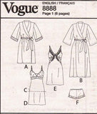 Vogue Patterns V8888 Misses' Robe/Slip/Camisole And Panties Sewing Template, Size A5 (6-8-10-12-14)