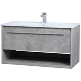 Elegant Decor Kasper 36 Single Porcelain Top Floating Bathroom Vanity In Gray