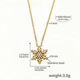 Snowflake Zircon Pendant Necklace 18K Gold-Plated Stainless Steel, Sparkling Winter-Inspired Jewelry 16.0''+1.9'' Chain, 3g