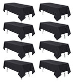 8 Pack Black Tablecloths 60 x 84 Inch Polyester Table Cloth for 4 Foot Rectangle Tables, Wrinkle Resistant Washable Decorative F